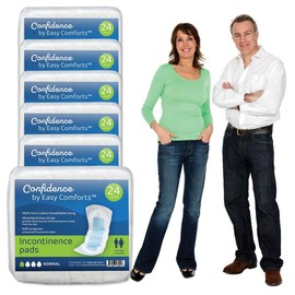 Confidence Incontinence Pads for Seniors, Super Absorbency for Day or Overnight Use, Safe for Sensitive Skin, Cotton Liner, Protects from Incontinence & Bladder Leaks, Case 144 Count by Easy Comforts
