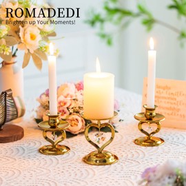 Unity Candle Holders for Wedding Ceremony Set - Romadedi Heart Candle Stand Gold Metal for Pillar Candlestick Unity Bride Candles Centerpiece Deocr Reception and Ceremony Deocration Gift