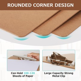 Juvealoe Wood Clipboard, Letter Size 8.5 x 11 Clip Board with Heavy Duty Butterfly Clip, 9 x 12.5 in, Suitable for Classroom, Students, Kid, Office Supply & School Supply(Pack of 10)