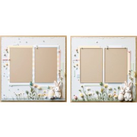 Handmade Premade Cardstock 12x12 Layouts Scrapbook set Of 2 Easter Printed