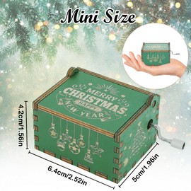 YUEXNKO Christmas Merry Music Box, Christmas Wooden Music Box, Christmas Hand Crank Music Boxes, Engraved Music Boxes, Christmas, Wooden Music Box Children, for New Year Christmas (A)