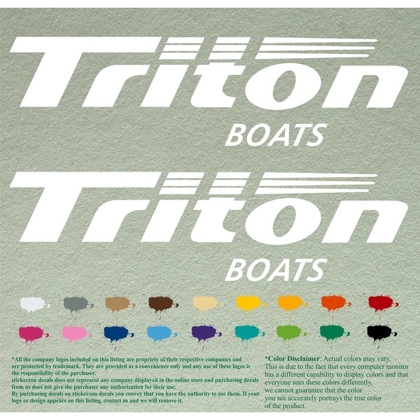 Pair of Triton Compatible Replacement Decals Vinyl Stickers Boat Outboard