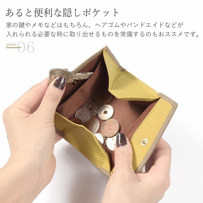 Blampom bp-1077 Mini Wallet, Card Case, Genuine Leather, Compact, Fashionable,