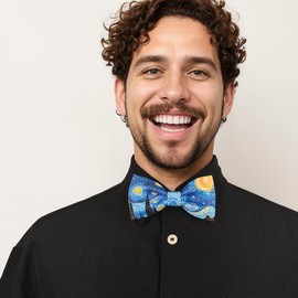 Lanzonia Men's Funny Pattern Bow Ties for Men Especially Funny Patterned Design Bow Tie Especially for Holiday Carnival Party Birthday, Blue Starry Night