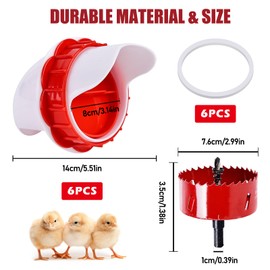 BYZESTY Automatic Chicken Feeder Without Waste, Pack of 6 DIY Feeder Chickens Rat Proof Waterproof Automatic Chicken Feeder Accessories for Buckets Boxes Troughs
