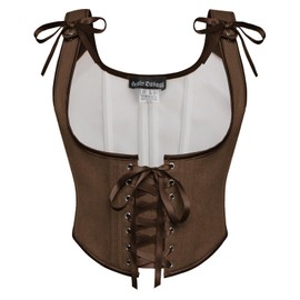 SCARLET DARKNESS Vintage Corset Underbust Crop Top Casual Lace-up Bustier Medieval Costume Corset Vests Dark Brown 10