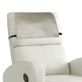 NZDWZDN Headrest Cover for Recliner Chair Recliner Headrest Protector Faux Leather Headrest Cover with Elastic Straps Couch Headrest Covers for Furniture Sofa Protector Office Chair 17 x 27In(Taupe)
