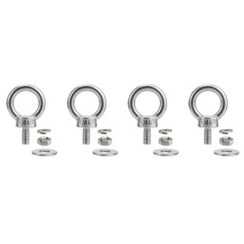 QWETRY M6 Stainless Steel Eye Bolts with Nuts Washer 4 Pack, M6 x 12mm(1/4" x 0.47 inch) Shoulder Lifting Eye Bolt for Swing Truck, Heavy Duty Threaded Eyebolts for Tie Down Outdoor Yard Balcony