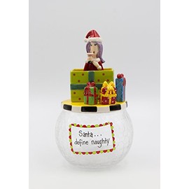 Cosmos Gifts 62673 Fine Ceramic Dollymama's Christmas Lady In the Gift Box Design Cookie Jar By Joey Llc, 10-5/8" H