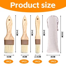 CYNOSURETECH 3 Pieces Of Baking Brushes With 1 Storage Bag, Barbecue Brush, Wooden Handle Oil Brush, Baking Tools, Kitchen Supplies