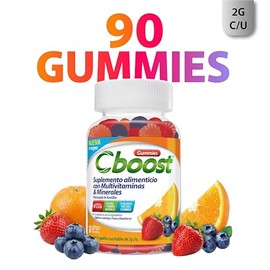 Cboost - Gomitas Multivitaminas y Minerales, Sin Gluten, Pack de 2x90 Pzs | Naranja, fresa y blueberry, colores y sabores naturales, 13 cal por porció