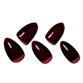 GLAMERMAID Handmade Press on Nails Dark Red Press on Nails Short Almond 24PCS Solid Color Fake Nail Kit with Reusable Nail Glue