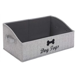 Morezi Dog Toy Basket Dog Toy Box Dog Toy bin Storage Perfect for organizing pet Toys, Blankets, leashes, chew Toys in Living Room Area, playroom, Closet, Shelf Gift Basket - Grey Stripe - Dog