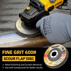 Sbestily 10Pcs 600 Grit Scour Flap Disc 4 1/2 Inch Fine Polishing Buffing Wheel for Metal Stainless Steel Angle Grinder Scouring Pads Scuff Sanding Discs Paint Rust Remover