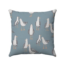 ZFENGYYUAN A flock of seagulls landed on the beach Cushion Cover 18" x 18" Decorative Scatter Pillow Case Duck Egg Blue Birds Nautical Seaside Marine Beach Design