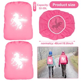 UOY Rain Cover School Bag, 2 Pieces Unicorn Rain Cover School Bag Rain Cover for School Bag, Rain Cover for Backpack School Bag, Backpack Cover Reflective for Girls Children