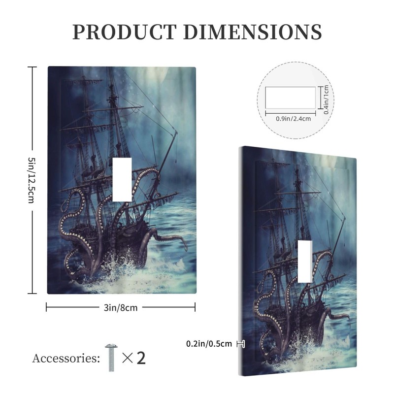Octopus Ocean Kraken Nautical Pirate Ship 1 Gang Light Switch