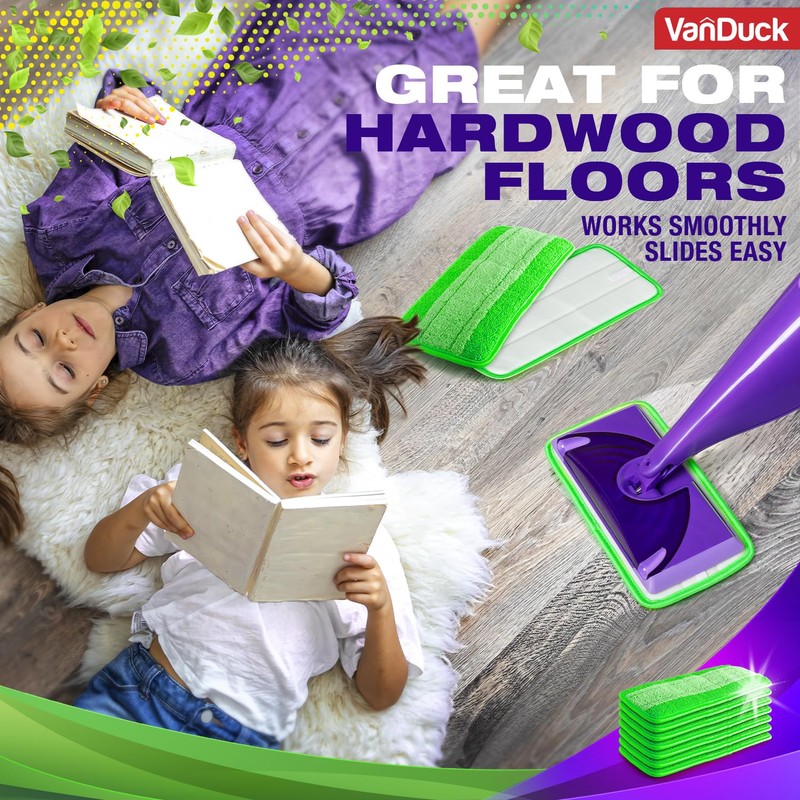 VanDuck Reusable Mop Pads Compatible with Swiffer WetJet (2 Pack)