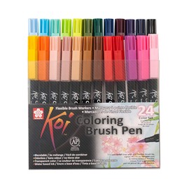 Sakura Koi Colouring Pens Brush Set of 24, 24 Brush Pens in Case