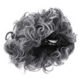 Kisangel Fluffy Grey Wig Old Lady Wig Costume Women Curly Cosplay Halloween Themed Parties for Comfortable Easy to Wear Performance Accessory