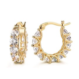 TTPSRY Women's Earrings French Zirconia Lace Earrings U Shaped Earrings for Weddings and Dinners Suitable for Women and Young Girls, Copper, No Gemstone