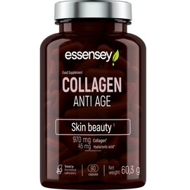 Essenesy Collagen Aniti Age - 90 Vegan Capsules - Hyaluronic Acid and Vitamin C - Premium Skin, Joint & Bone Health Supplement for Youthful Radiance and Vitality