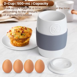 ReneeChef Professional Ceramic Egg Cooker for Microwave, Quick Scrambled Egg Maker Holds Up to 4 Eggs, Easy & Healthy Breakfast Microwave Cooker Great for Mug Cake, Muffin, Omelet, 100% Food Safe