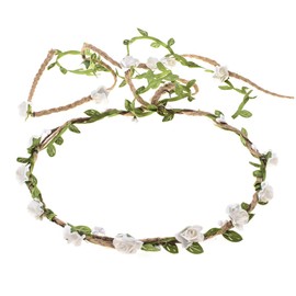DDazzling Flower Crown Floral Wreath Headband Floral Garland Headbands photo props (White)