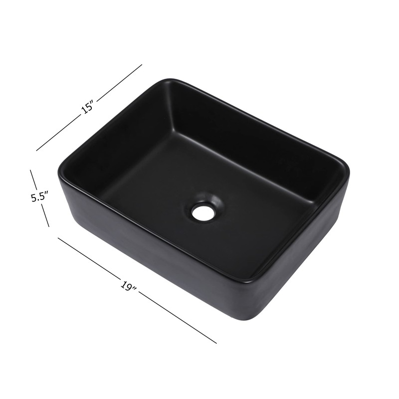Kichae Vessel Sink Rectangular - 19"x15" Modern Bathroom Rectangle Above