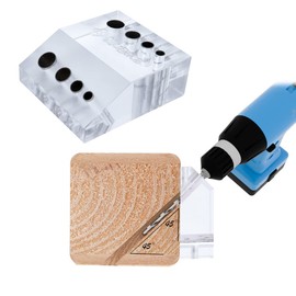 Muzata 45 90 Degree Cable Railing Angle Drill Guide Jig Visible Drilling Template 4 Sizes for Horizontal and Angled Hole for Wood Post Lag Screw Cable Railing Kit Tool CT10