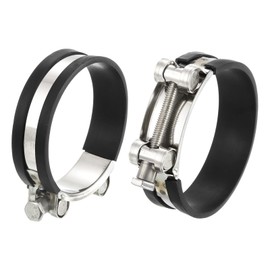 sourcing map 2Pcs T-Bolt Hose Clamp Working Range 86-91mm Rubber Cushioned Intake Intercooler Clamps Adjustable Tube Clamps for Tubes Pipes