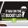 Skydiving Bucket List Parachute Decal Sticker for Car Window 8.0