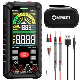 KAIWEETS Digital Multimeter 10000 Counts TRMS Auto Ranging, Rechargeable Smart Multimeter, Color LCD Screen Volt Meter, Measures Voltage, Current, Resistance, Continuity, Capacitance, Frequency