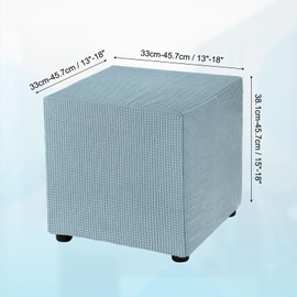 sourcing map Square Ottoman Cover 18x18x18inch Stretch Polyester Washable Ottoman Slipcovers Elastic Foot Stool Foot Rest Protector for Living Room Bedroom, Sky Blue