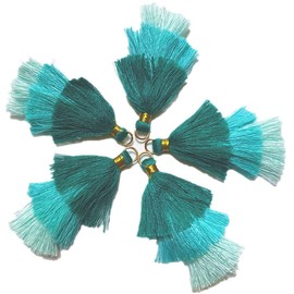 MSCFTFB 20 Pieces 2.4inch 3 Layers Small Tassels Tri-Colors Mala Tassel Charms with Jump Rings for Earring Necklace Jewelry Making Garland Keychain Dreamcatchers DIY Crafts Decorations(Turquoise)