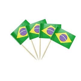 Brazil Flag Brazilian Small Toothpick Flag Decor Mini Cupcake Toppers Cocktail Food Flags Decorations (100 pcs)