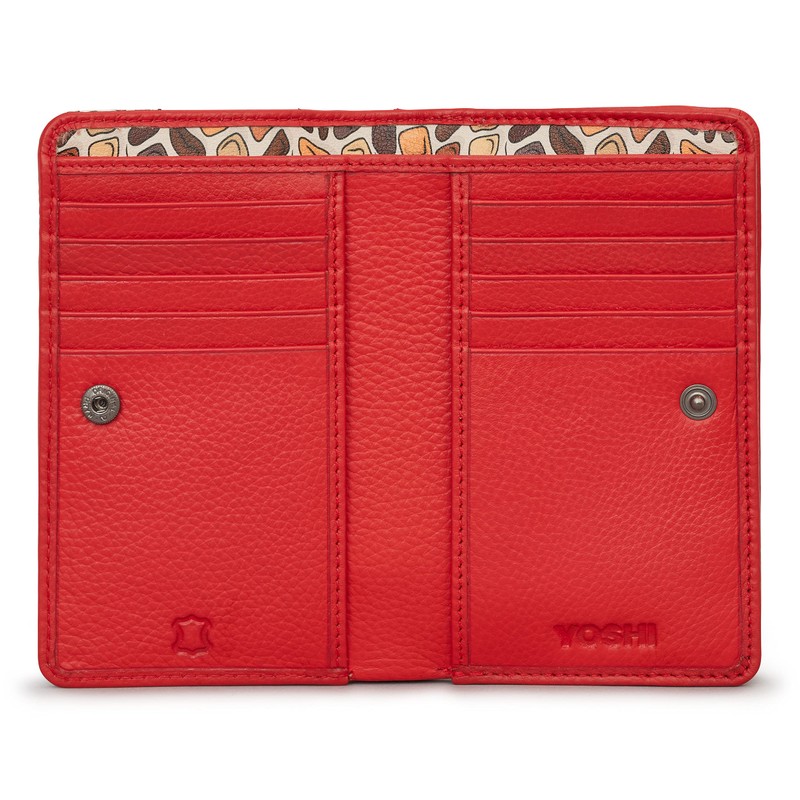 Yoshi Mother's Pride Giraffe Red Leather Zip Round Purse for