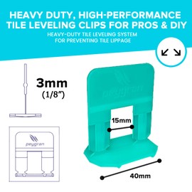 Peygran Tile Leveling System 1/8 (3MM): 500 Clips. Lippage Free Tile and Stone Installation for PRO and DIY. The Most Precise and Reliable Tile Leveling Clips on The Market.