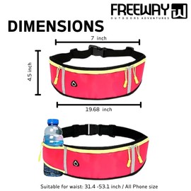 FREEWAYMultifunction Running Bag - Sports belt - Training Belt with Water Bottle Holder - Sports Belt with Zipper - for Men and Women (PINK)