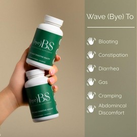 ByeBS Digestive Support Supplement – Psyllium Husk, Slippery Elm, Peppermint Extract & L-Glutamine – Gut Health, Bloating & Constipation Support, Intestinal Lining & Bowel Function