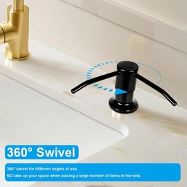 Soap Dispenser for Kitchen Sink, Premium Built in Sink Soap Dispenser, Countertop Sink Soap Dispenser Pump with 47" Extension Tube kit, No More Refills, Longer Threaded Shaft (Black) - Color: Black