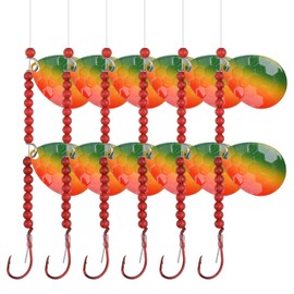 OROOTL Walleye Spinner Rigs Kit, 6pcs Walleye Fishing Bait Rigs Crawler Harness Walleye Spinner Rig with Colorado Blades Octopus Hook Fishing Live Bait Rigs Freshwater Walleye Fishing Gear