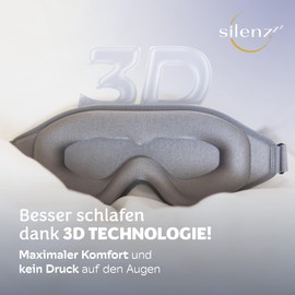 SILENZZZ® Premium Sleep Mask, 3D Eye Mask for Men and Women, Comfortable Padded Sleeping Mask for Absolute Darkness, Sleep Mask, Grey