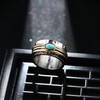 Magitaco Stainless Steel Spinner Rings Turquoise Fidget Band Rings Moon