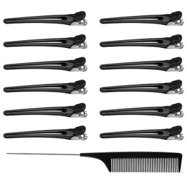 UOCAI Pack of 12 Hairdressing Hair Clips, Hair Clips for Styling and Cutting, No Trace Hair Clips, Non-Slip Hair Clips with Tail Comb, Section Clips, Hairdressing Hair Clips, Women's Hair Clips,