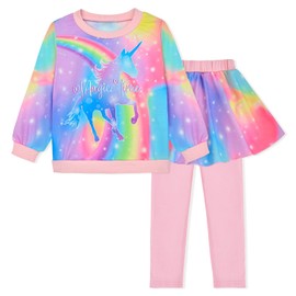 AuSletie Kids 2 Piece Outfits Girls Stylish Tops Long Sleeve Fashion Sweatshirts and Sweatpants, Girls Clothes Set Size 4-9