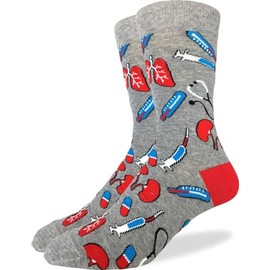 Good Luck Sock Men's Medical Doctor and Nurse Socks, Big & Tall, Shoe Size 13-17