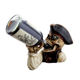 DWK "Booty of the Vine" Skull Pirate Bottle Holder | Wine Bottle Holder | Bar Decor | Kitchen Accessories | Home Decorations for Living Room - 12 inches