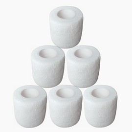 Hysiwen 6 Pack 2" x 5 Yards Self Adhesive Bandage Breathable Cohesive Wrap Self Adherent Vet Tape Self Stick Bandage Wrap for Sports, Athletic, Wrist, Ankle(White)