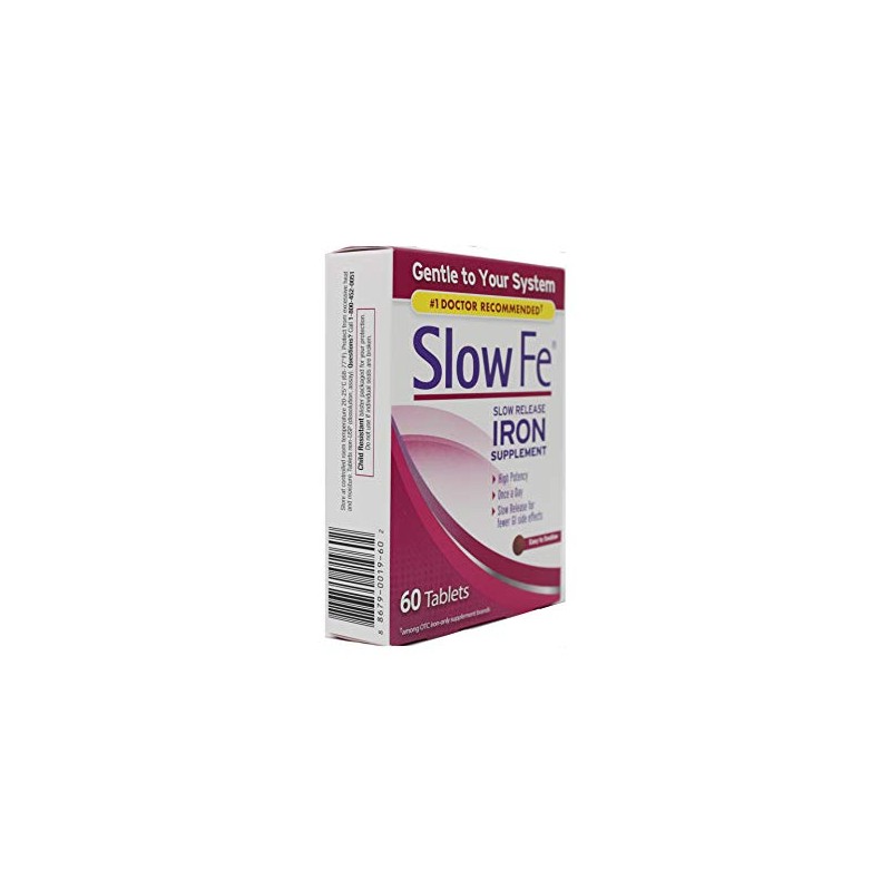 Slow Fe Slow Release Iron Tablets, 60-Count Boxes (Pack of